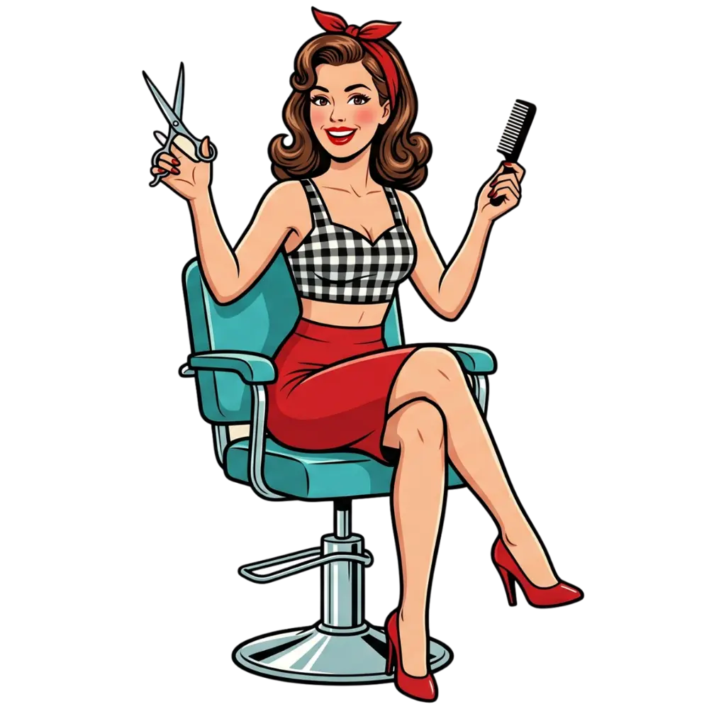 Nelly, coiffeuse, dans son salon